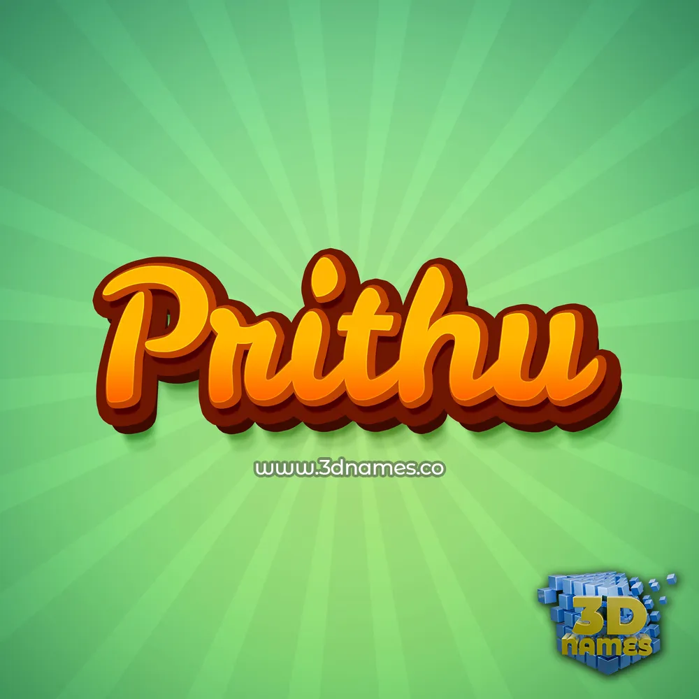 prithu in Green Rays style - 3D name wallpaper