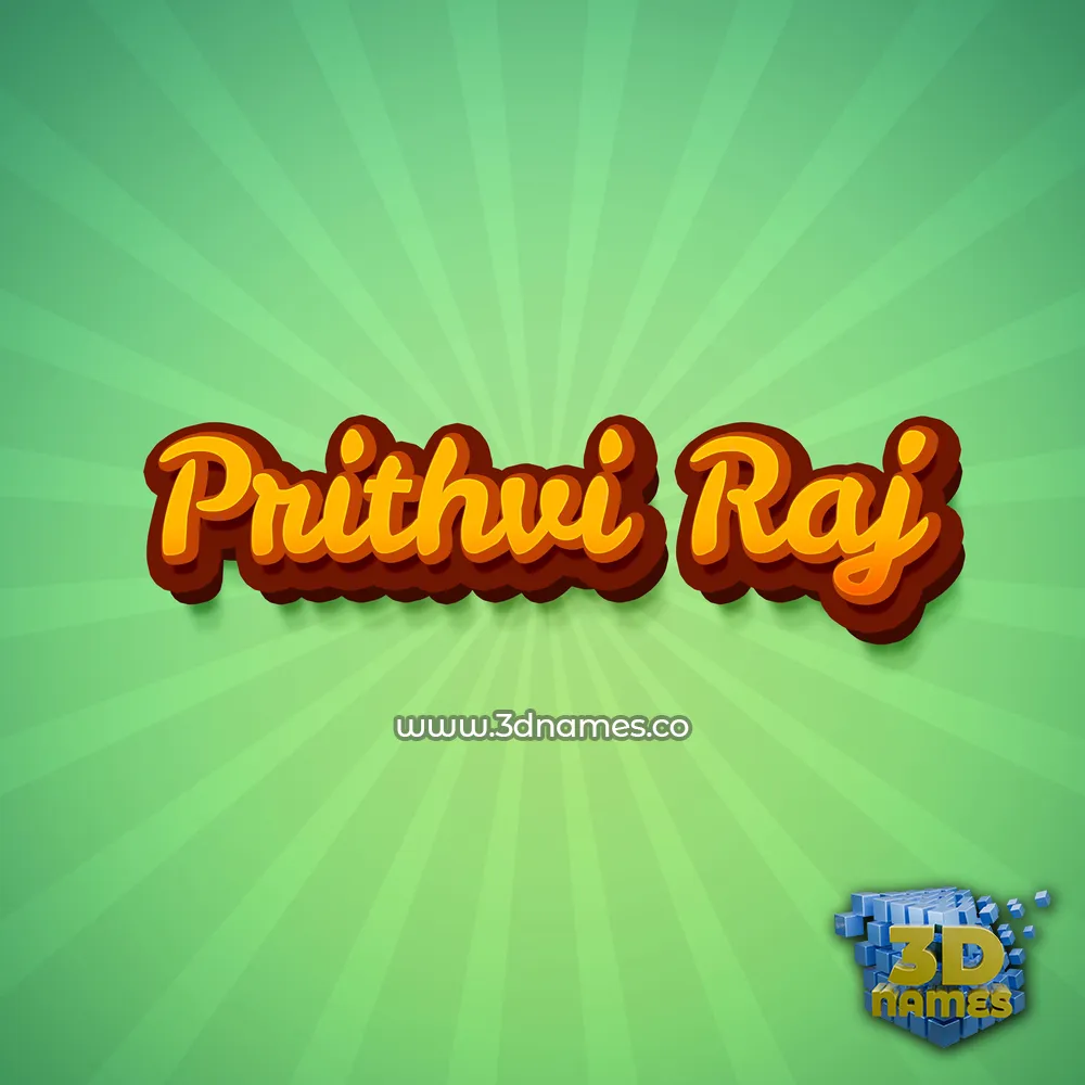 prithvi raj in Green Rays style - 3D name wallpaper