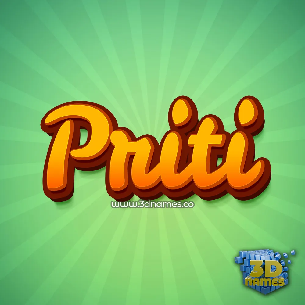 priti in Green Rays style - 3D name wallpaper