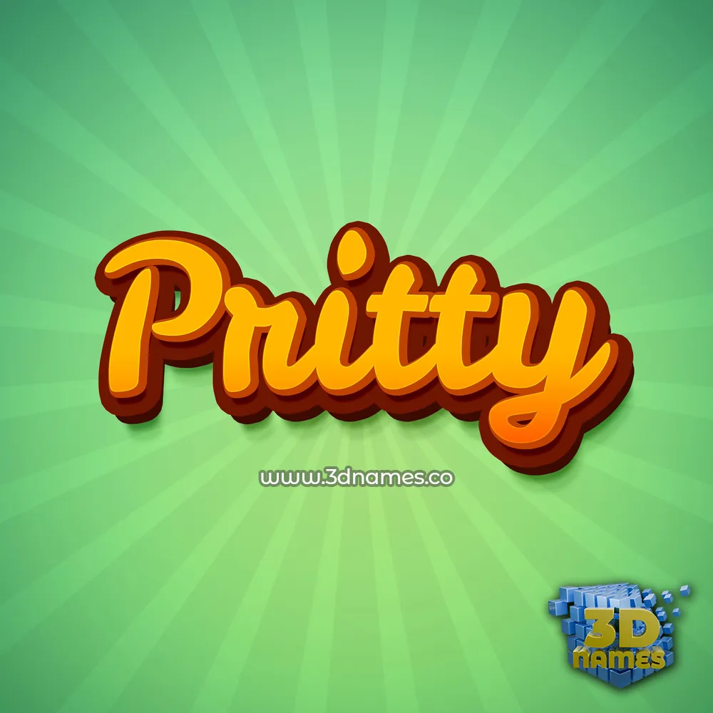 pritty in Green Rays style - 3D name wallpaper