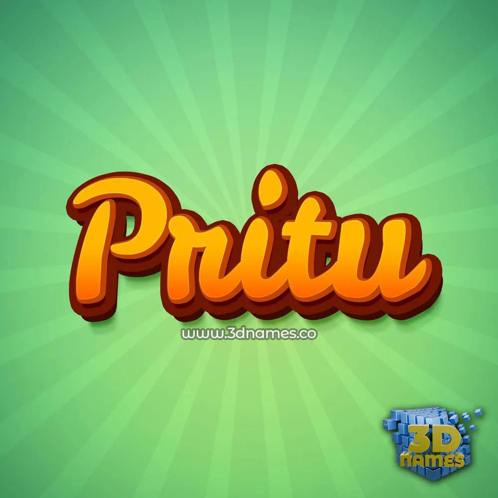 pritu in Green Rays style - 3D name wallpaper