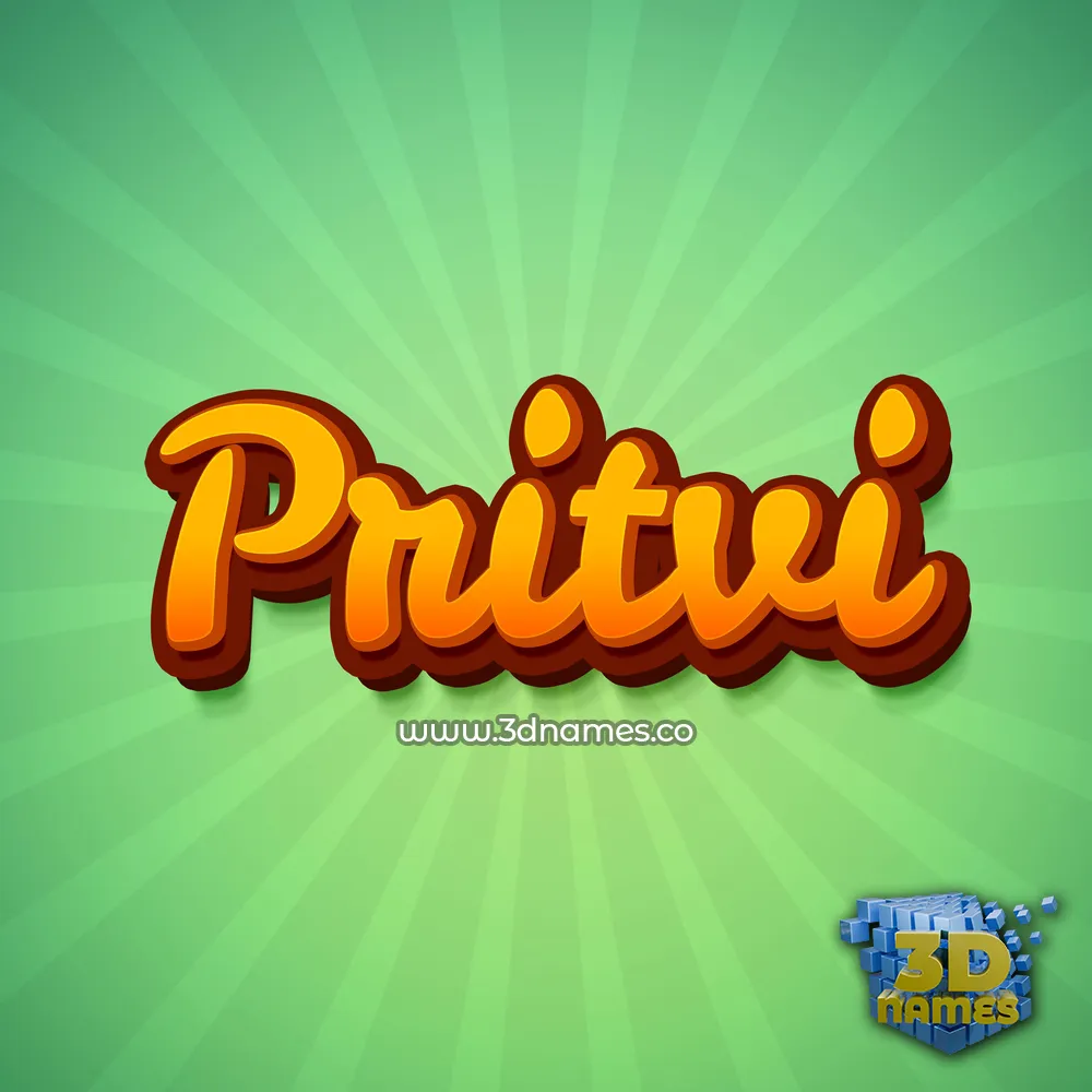 pritvi in Green Rays style - 3D name wallpaper
