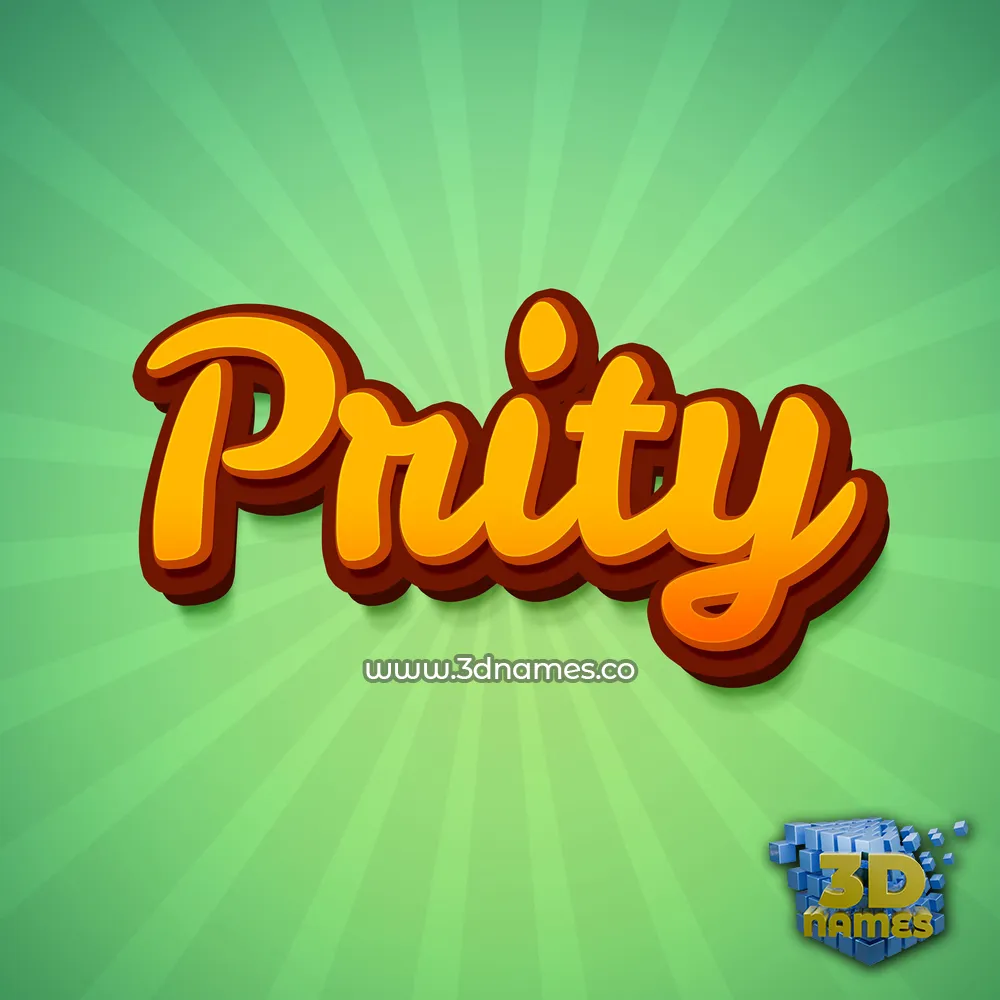 prity in Green Rays style - 3D name wallpaper