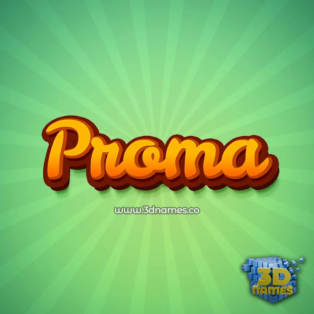 proma in Green Rays style - 3D name wallpaper
