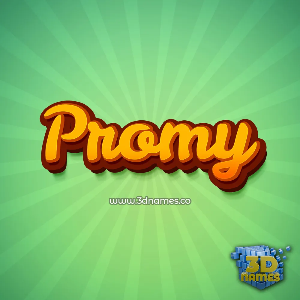 promy in Green Rays style - 3D name wallpaper