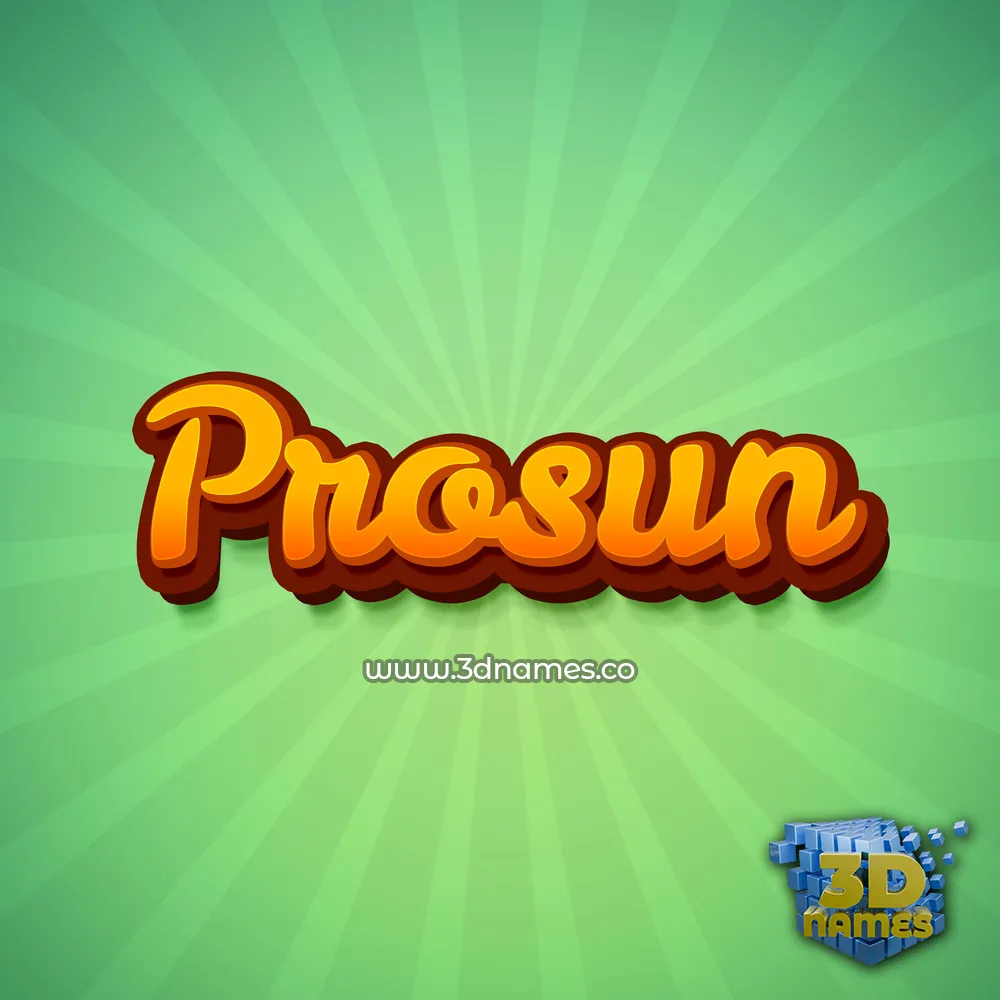 prosun in Green Rays style - 3D name wallpaper