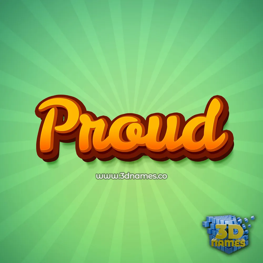 proud in Green Rays style - 3D name wallpaper