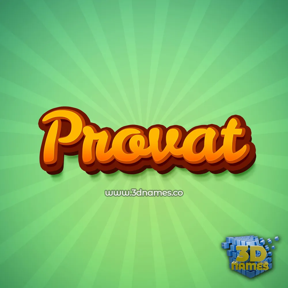 provat in Green Rays style - 3D name wallpaper