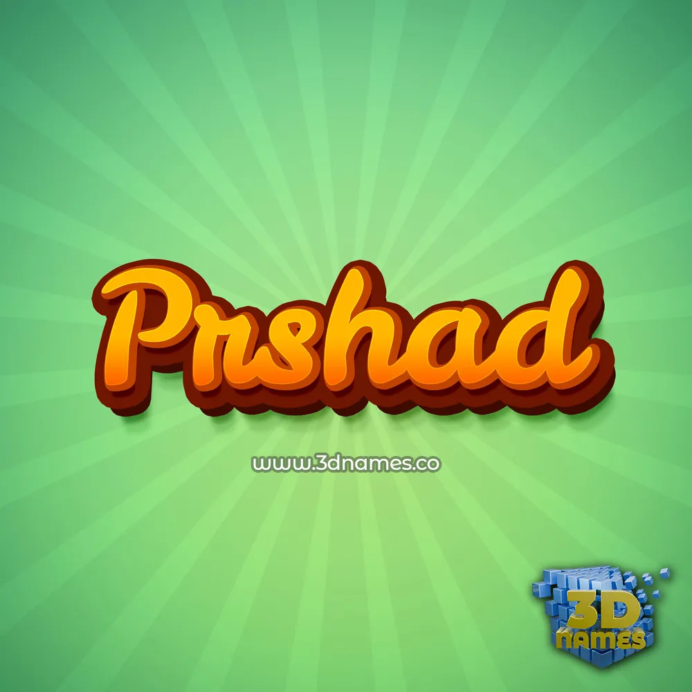 prshad in Green Rays style - 3D name wallpaper