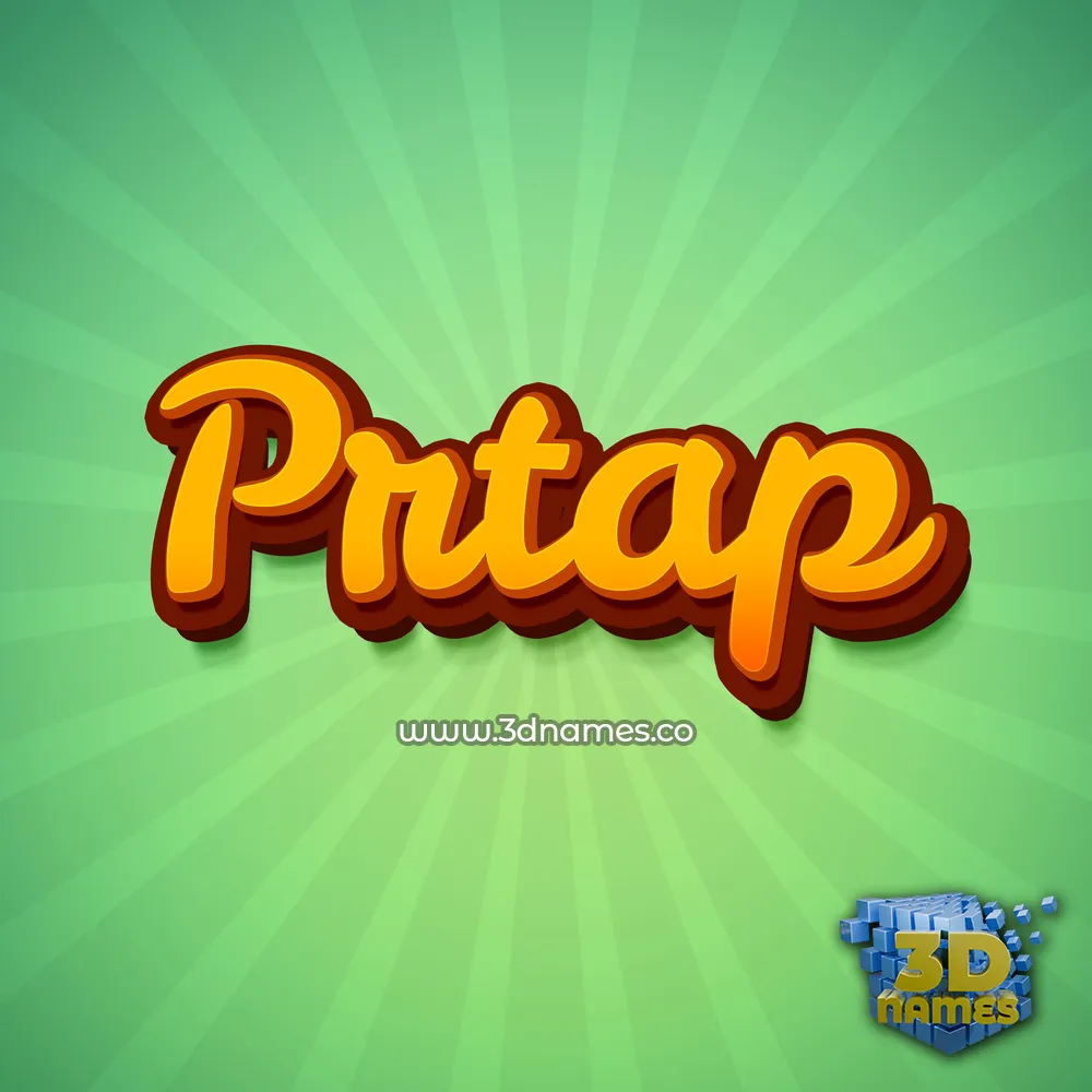 prtap in Green Rays style - 3D name wallpaper