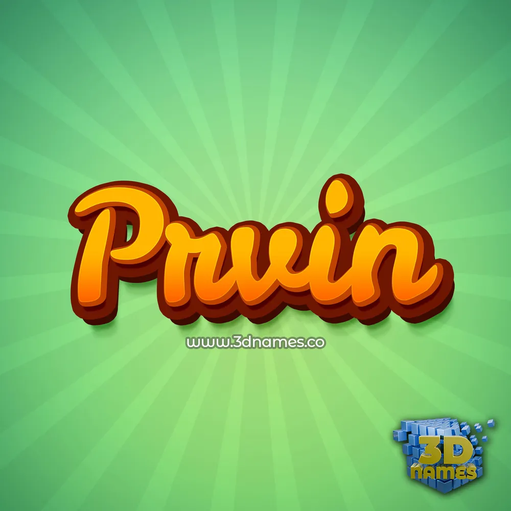 prvin in Green Rays style - 3D name wallpaper
