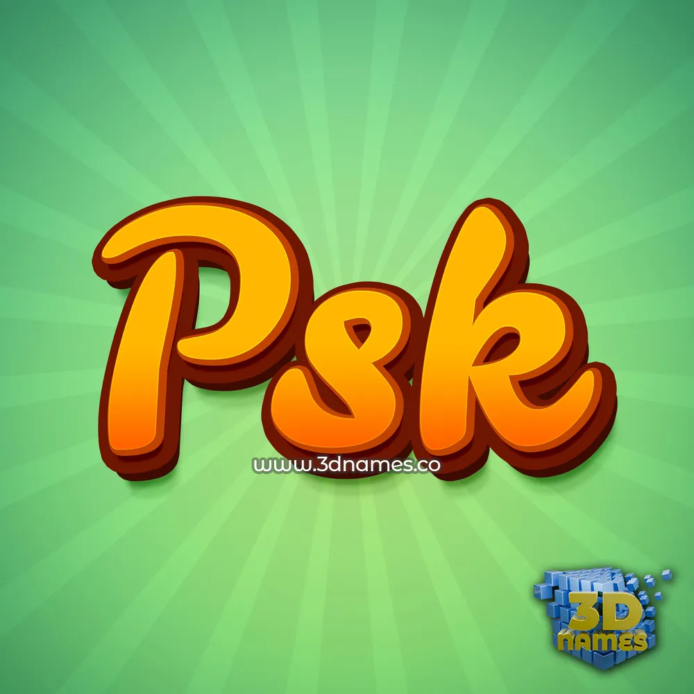 psk in Green Rays style - 3D name wallpaper