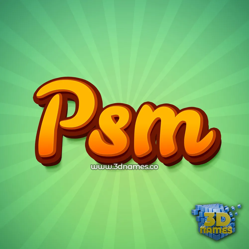 psm in Green Rays style - 3D name wallpaper