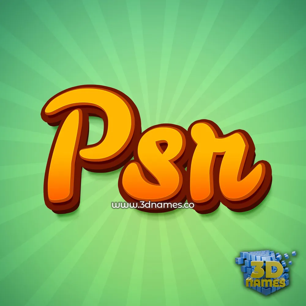 psr in Green Rays style - 3D name wallpaper