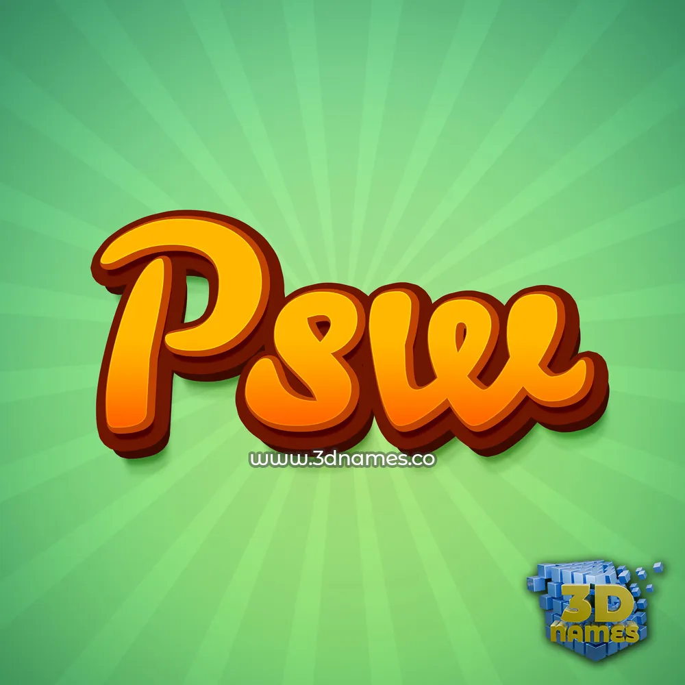 psw in Green Rays style - 3D name wallpaper