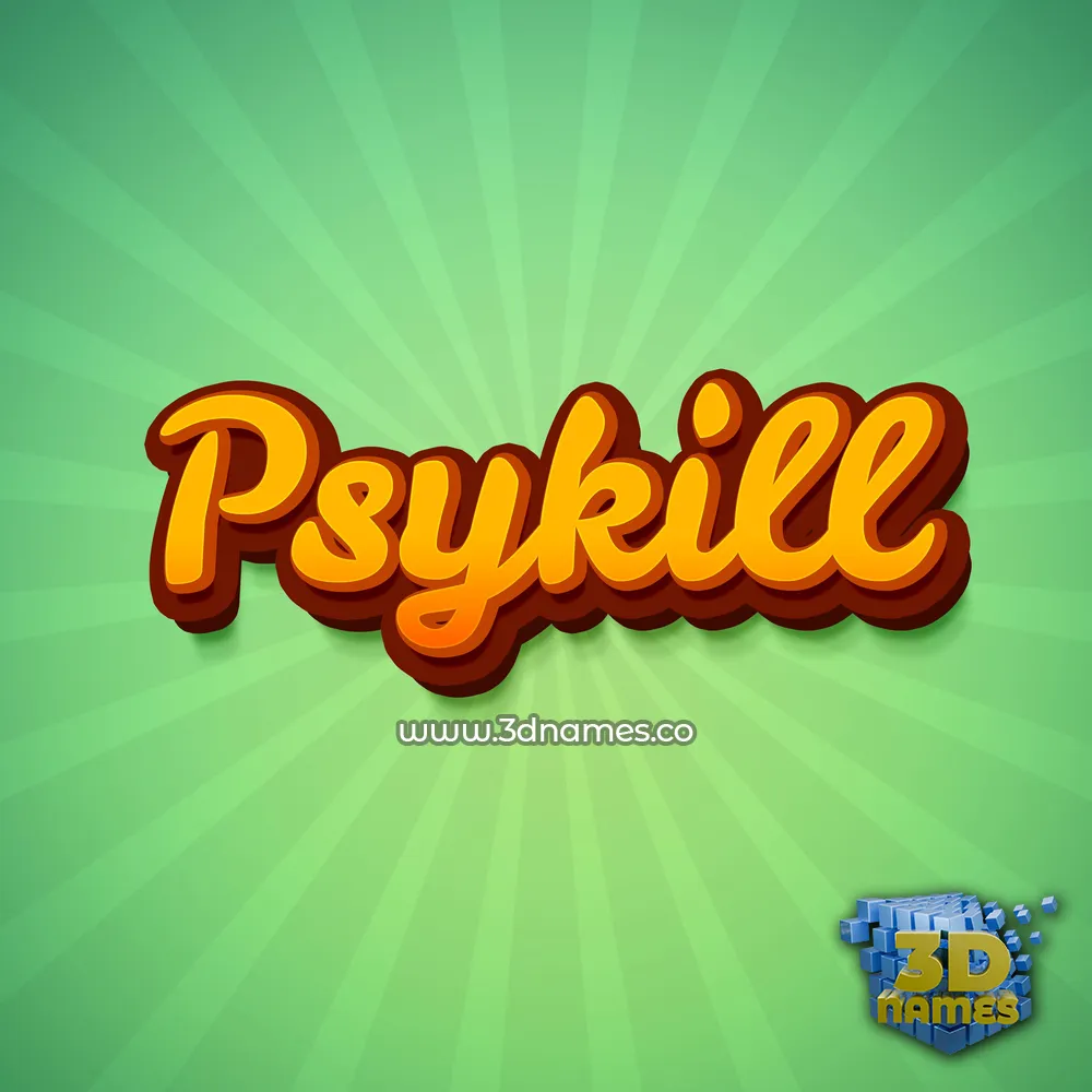 psykill in Green Rays style - 3D name wallpaper