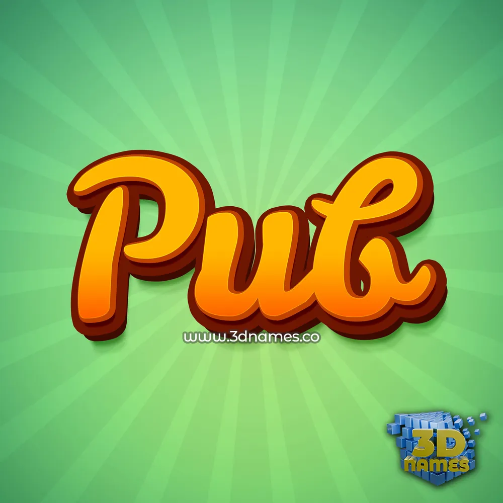 pub in Green Rays style - 3D name wallpaper