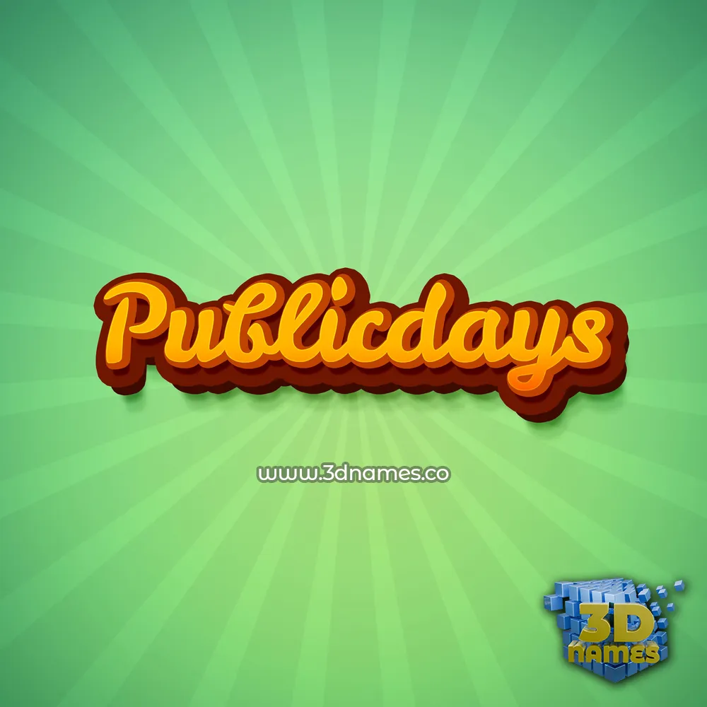 publicdays in Green Rays style - 3D name wallpaper