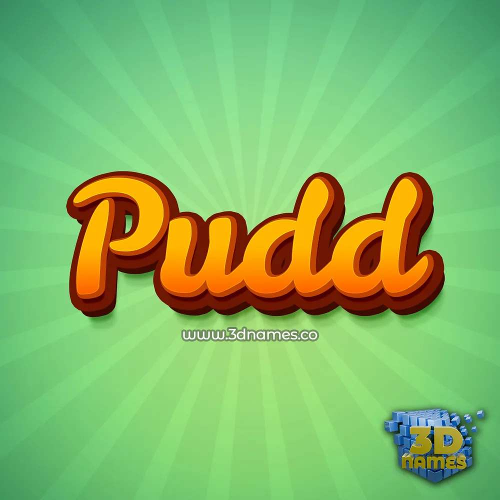 pudd in Green Rays style - 3D name wallpaper