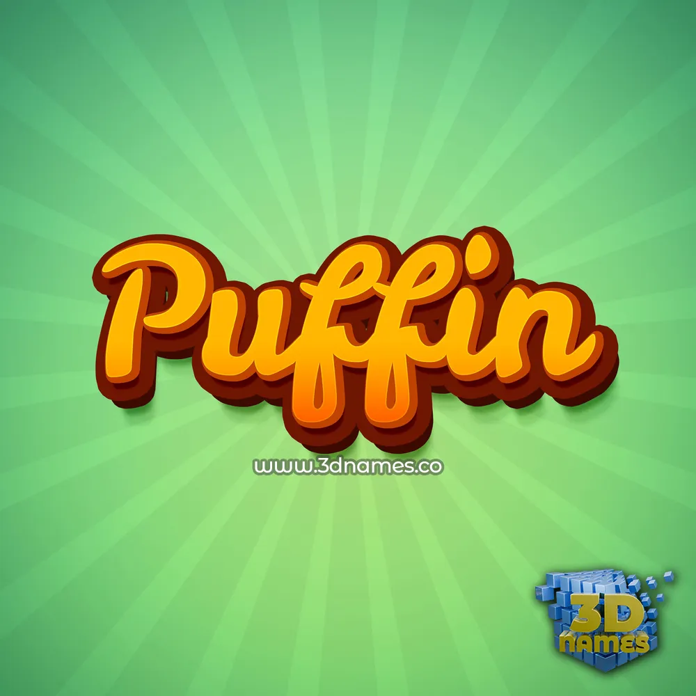 puffin in Green Rays style - 3D name wallpaper