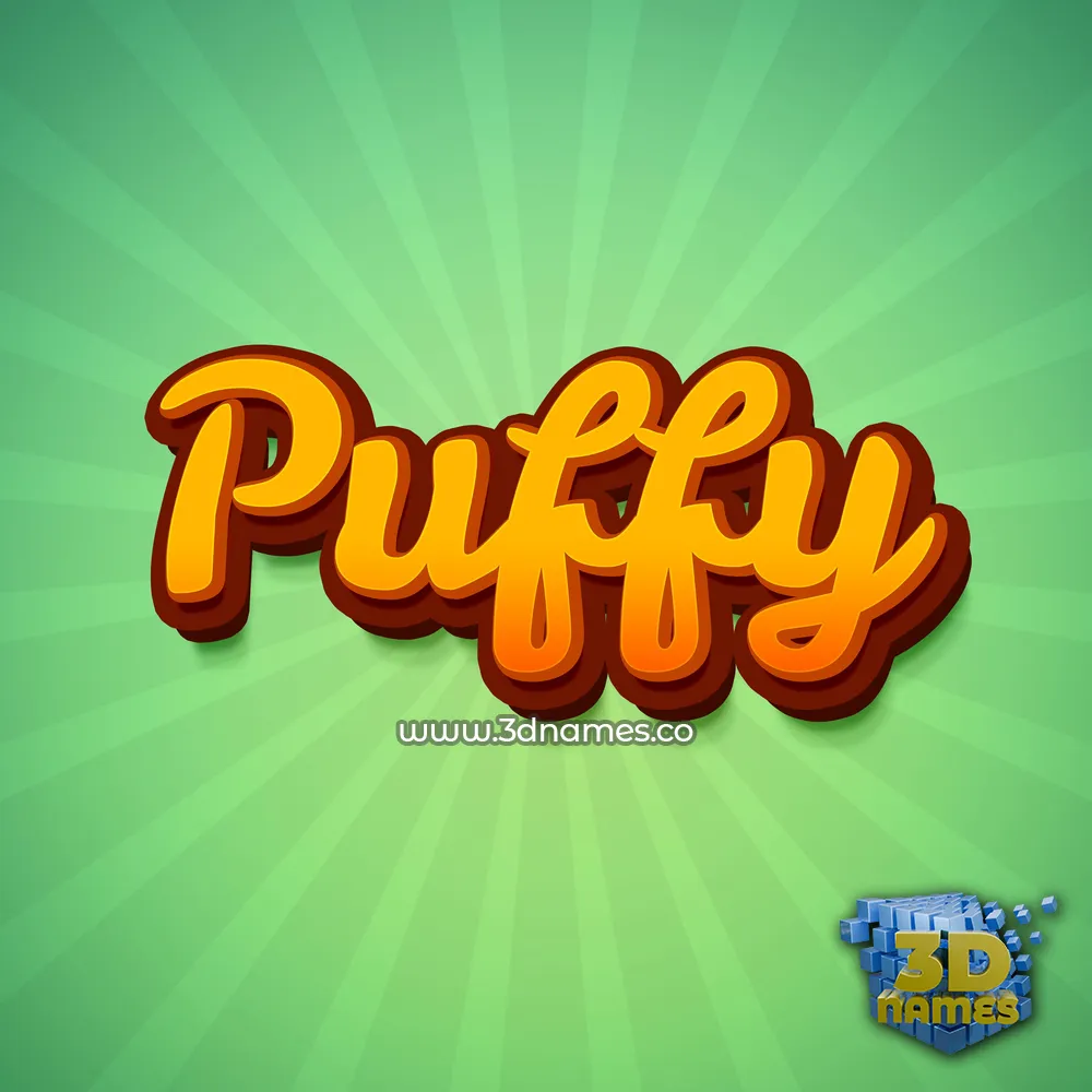 puffy in Green Rays style - 3D name wallpaper