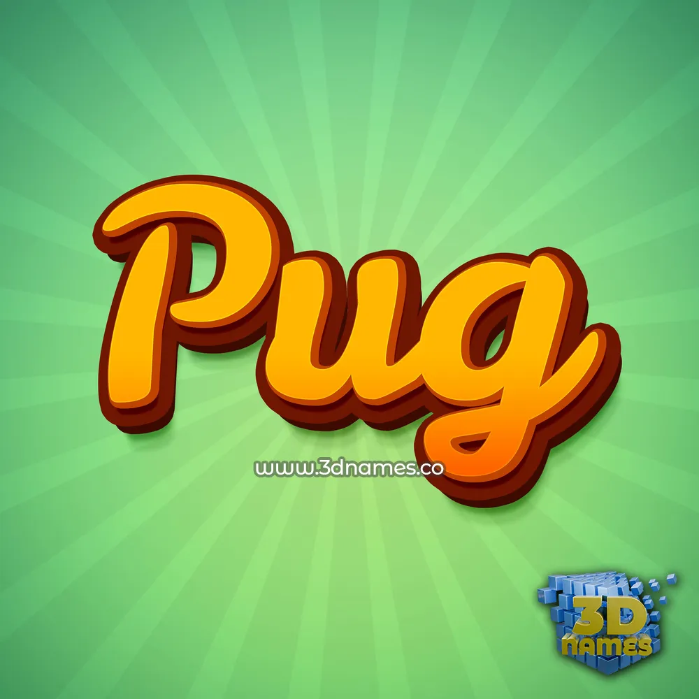 pug in Green Rays style - 3D name wallpaper