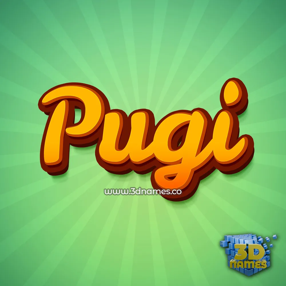pugi in Green Rays style - 3D name wallpaper