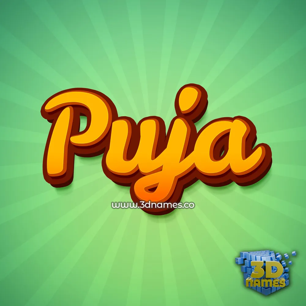 puja in Green Rays style - 3D name wallpaper