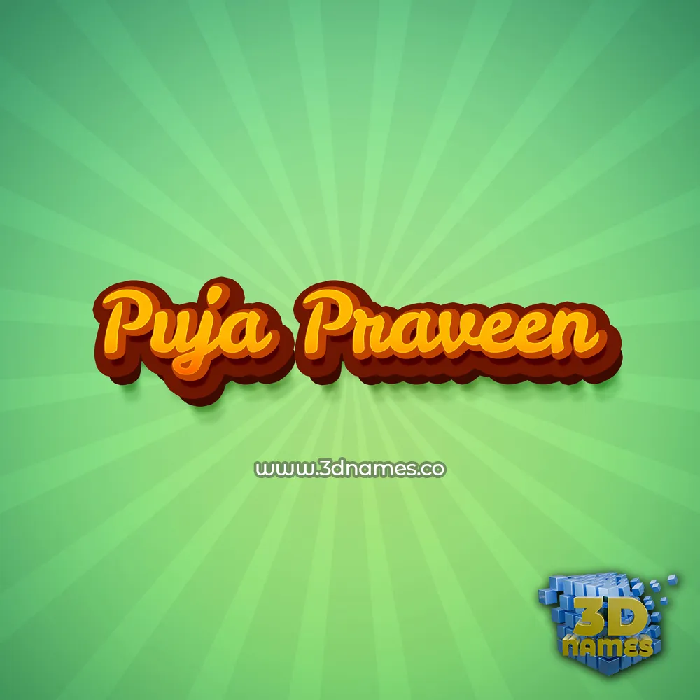 puja praveen in Green Rays style - 3D name wallpaper