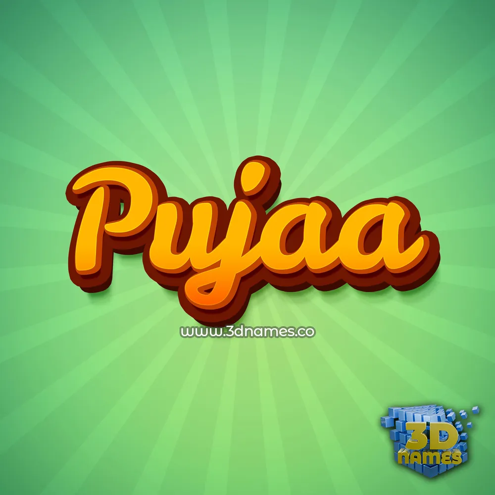 pujaa in Green Rays style - 3D name wallpaper