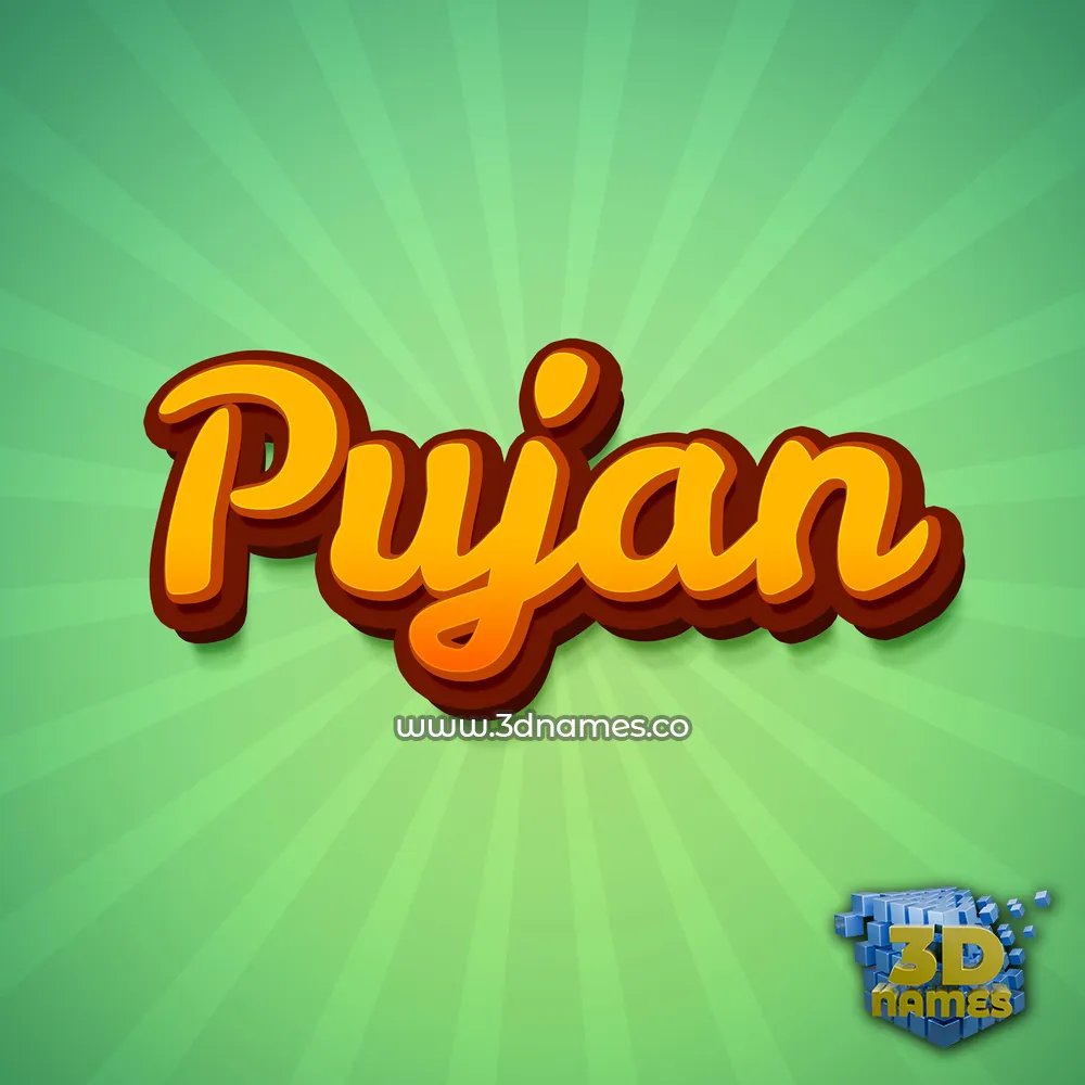 pujan in Green Rays style - 3D name wallpaper