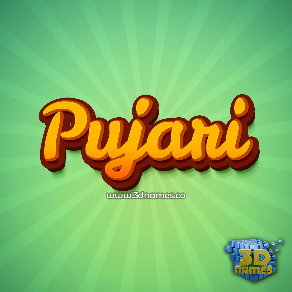 pujari in Green Rays style - 3D name wallpaper