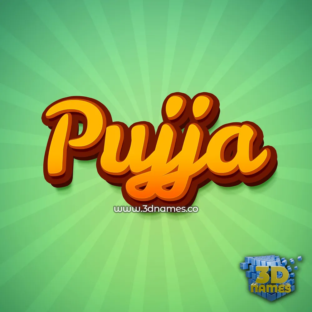 pujja in Green Rays style - 3D name wallpaper