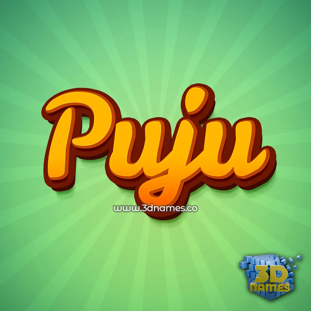 puju in Green Rays style - 3D name wallpaper