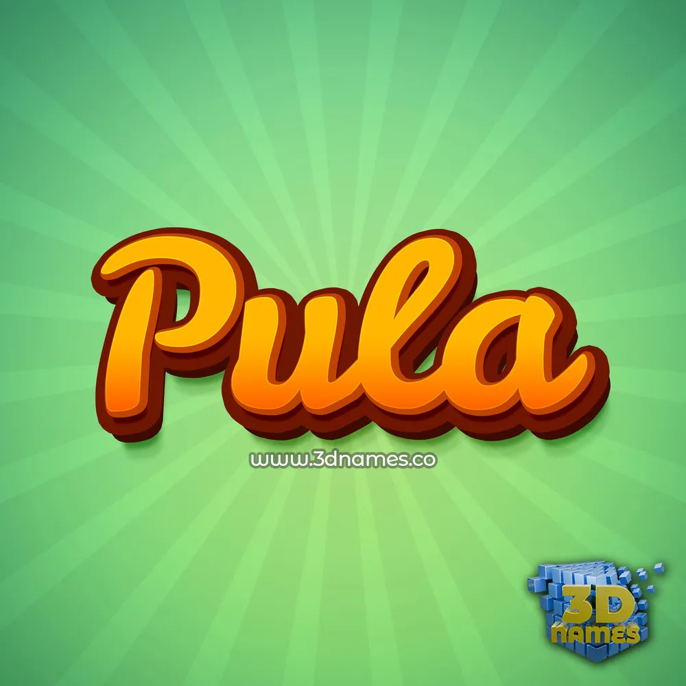 pula in Green Rays style - 3D name wallpaper