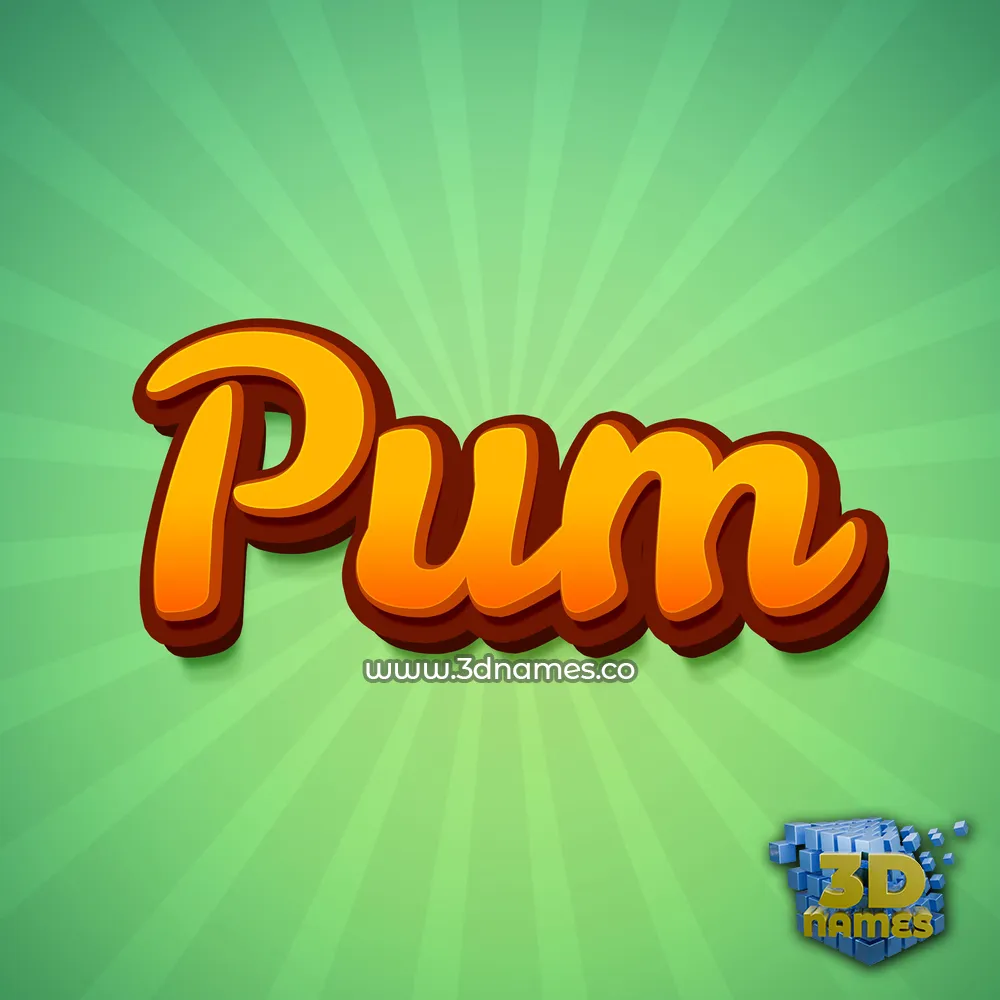pum in Green Rays style - 3D name wallpaper
