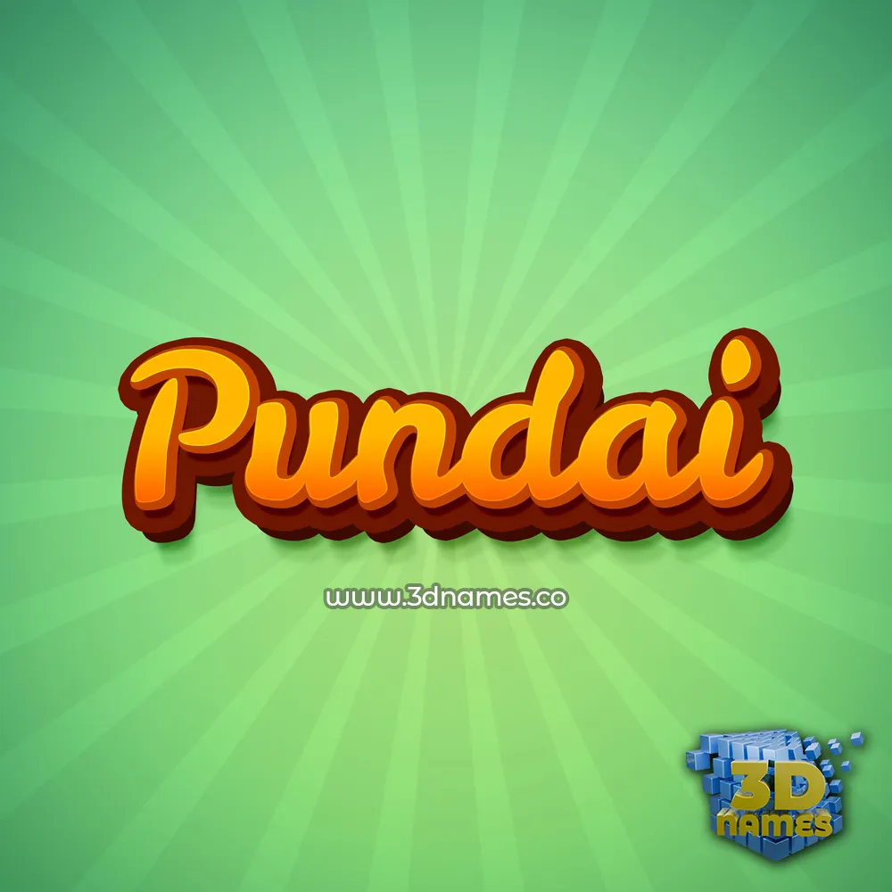 pundai in Green Rays style - 3D name wallpaper