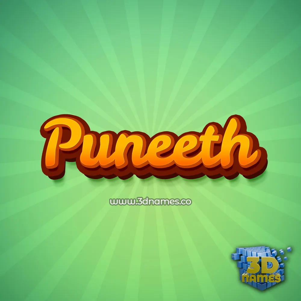 puneeth in Green Rays style - 3D name wallpaper