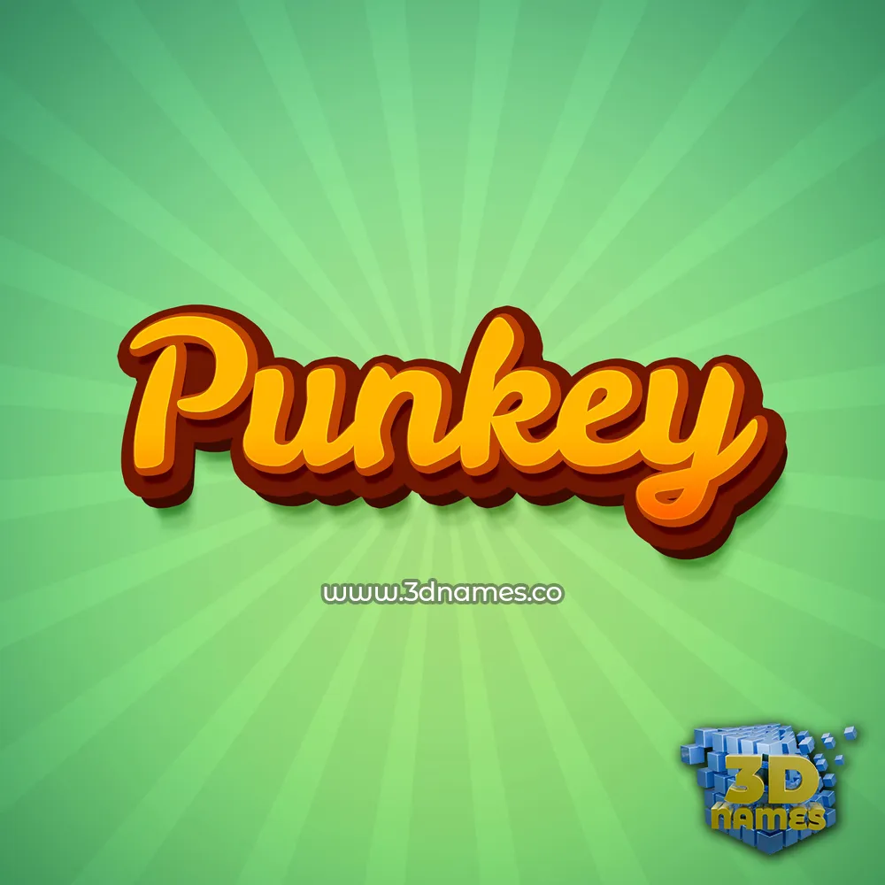 punkey in Green Rays style - 3D name wallpaper