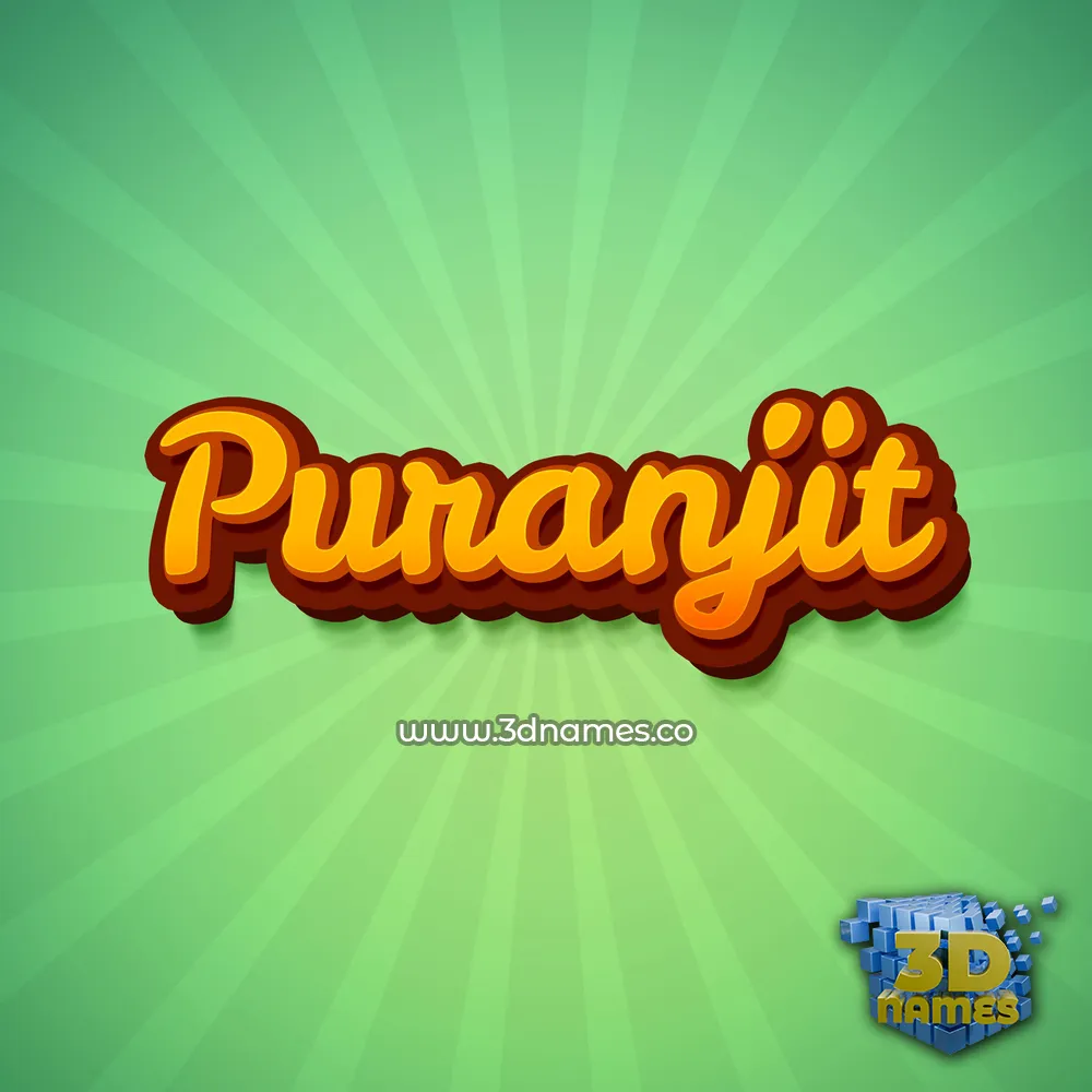 puranjit in Green Rays style - 3D name wallpaper