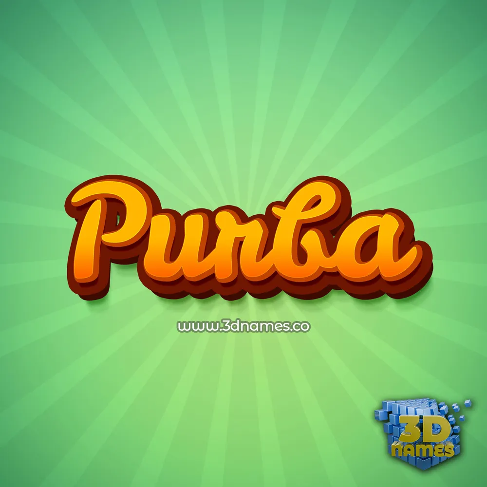 purba in Green Rays style - 3D name wallpaper