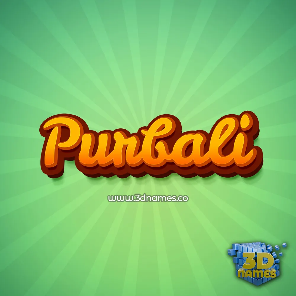 purbali in Green Rays style - 3D name wallpaper