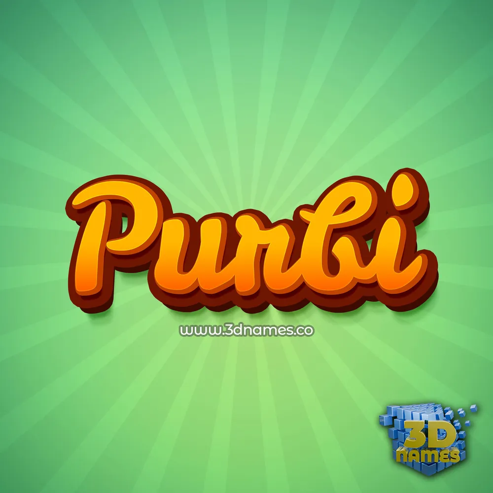 purbi in Green Rays style - 3D name wallpaper