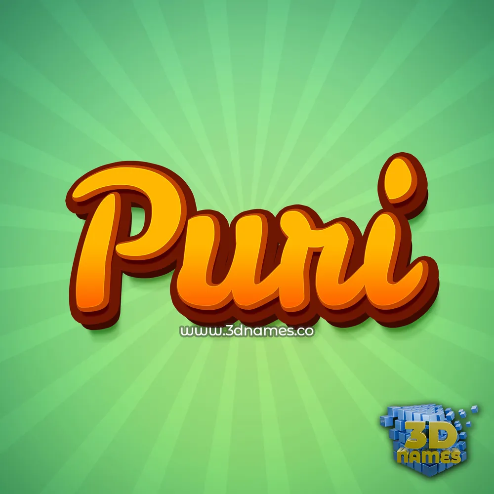 puri in Green Rays style - 3D name wallpaper