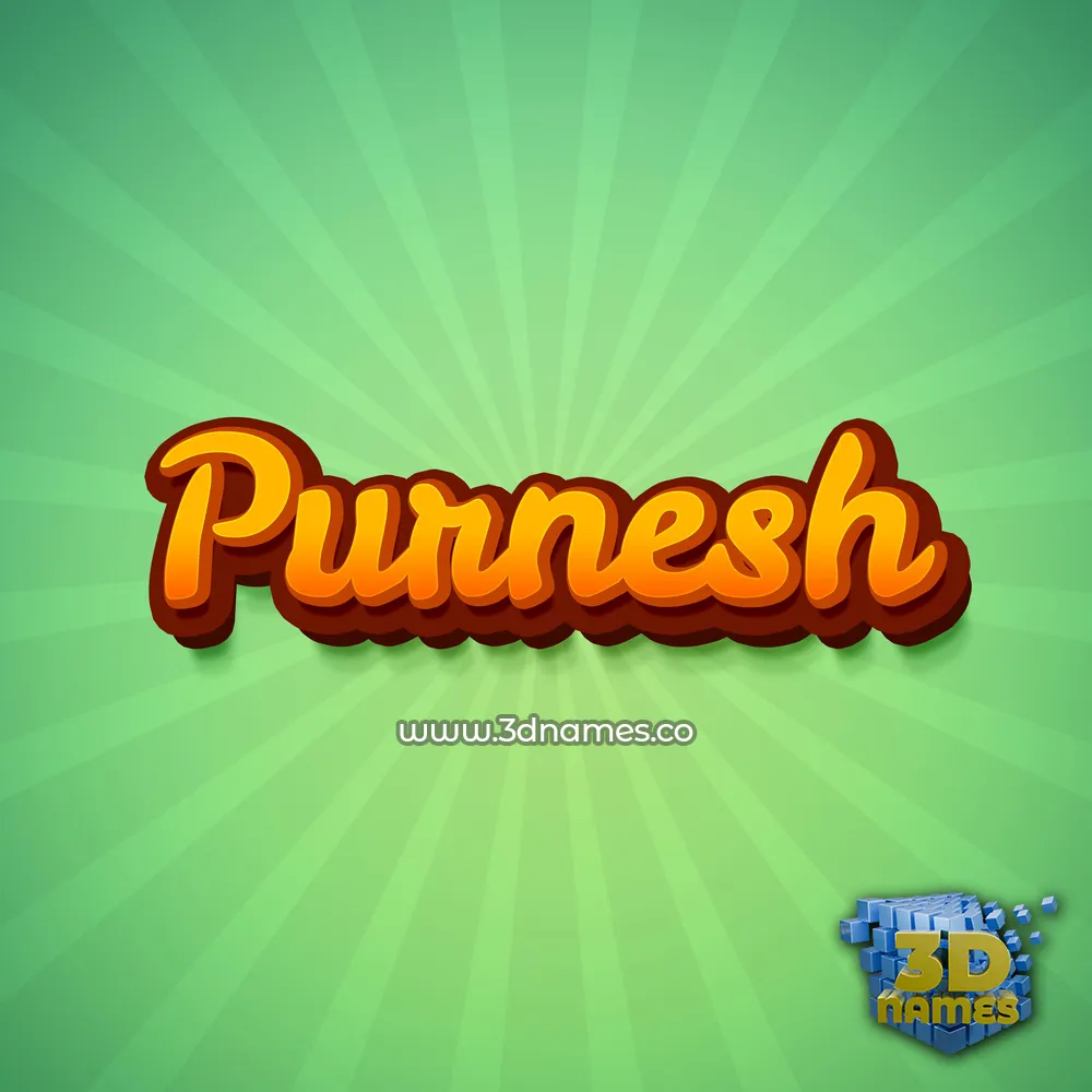 purnesh in Green Rays style - 3D name wallpaper