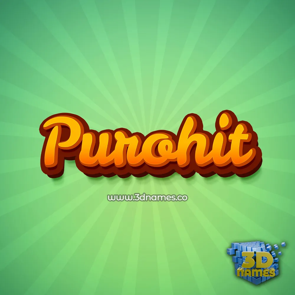 purohit in Green Rays style - 3D name wallpaper
