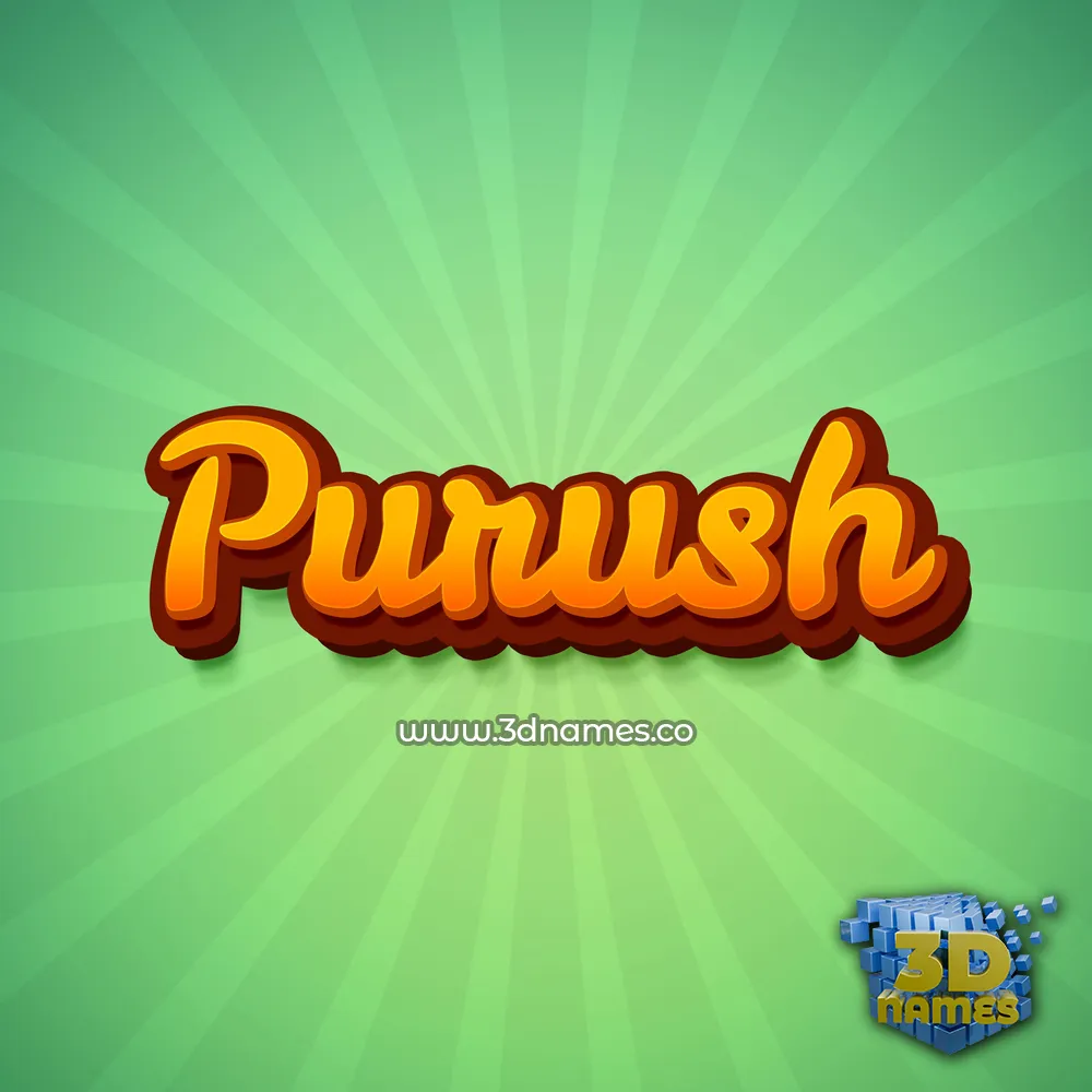 purush in Green Rays style - 3D name wallpaper