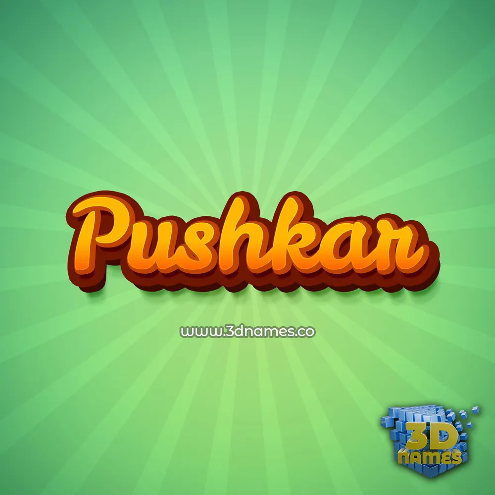 pushkar in Green Rays style - 3D name wallpaper