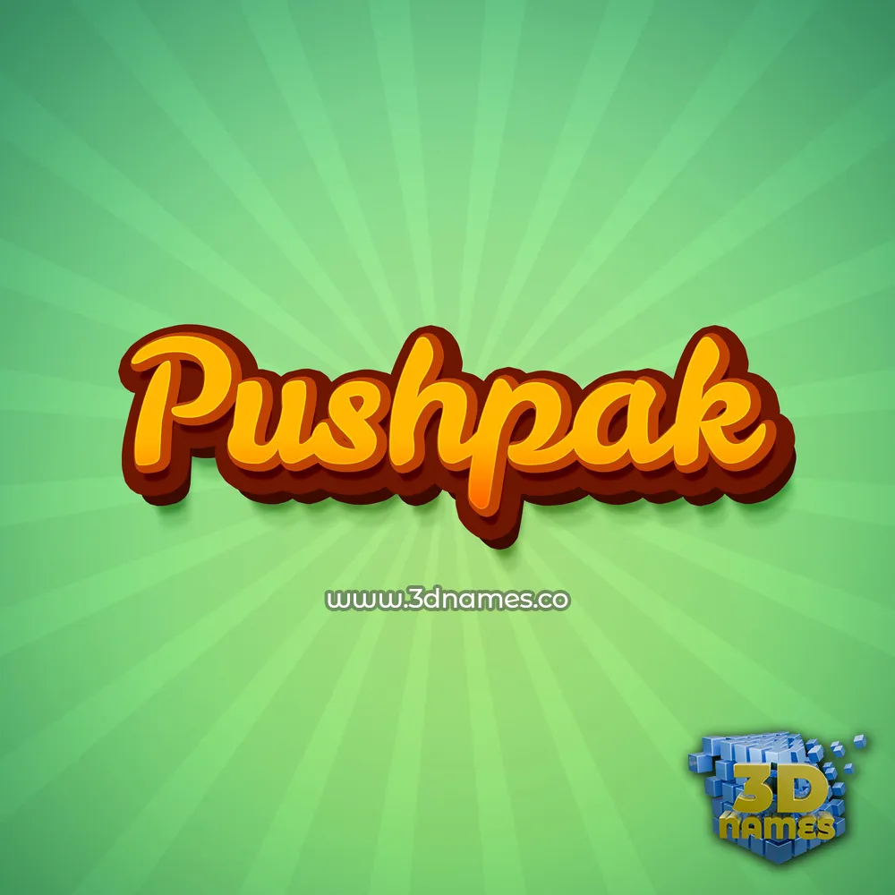 pushpak in Green Rays style - 3D name wallpaper