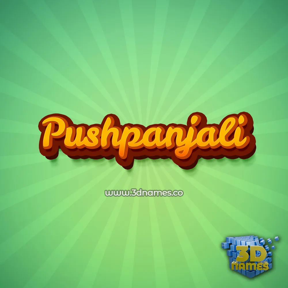 pushpanjali in Green Rays style - 3D name wallpaper